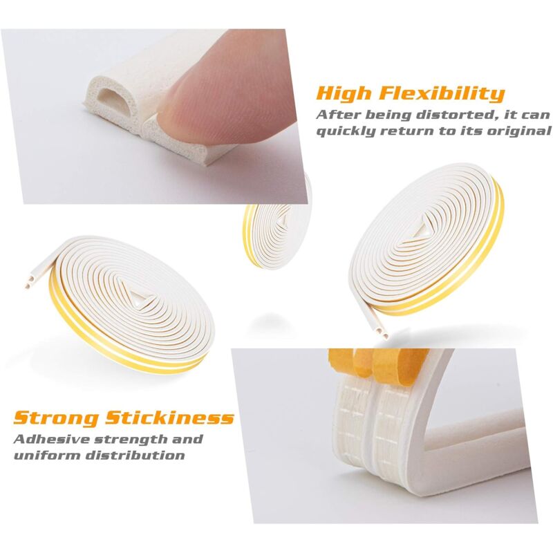 20M Seal Strip, Self-Adhesive Anti-Collision Door Seal, D-Profi Door And Window Seal For Weatherproofing/Sound - Image 2
