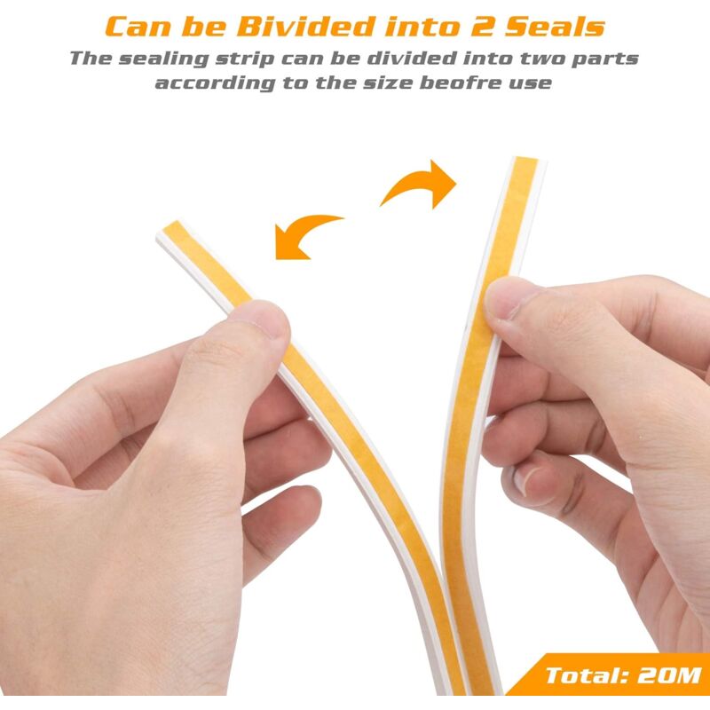 20M Seal Strip, Self-Adhesive Anti-Collision Door Seal, D-Profi Door And Window Seal For Weatherproofing/Sound - Image 4