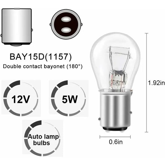 10 pcs S25 P21/5W Bay15D 1157 Bulb 12V 21W Original Tail Brake Light Bulb - Warm White - Image 2