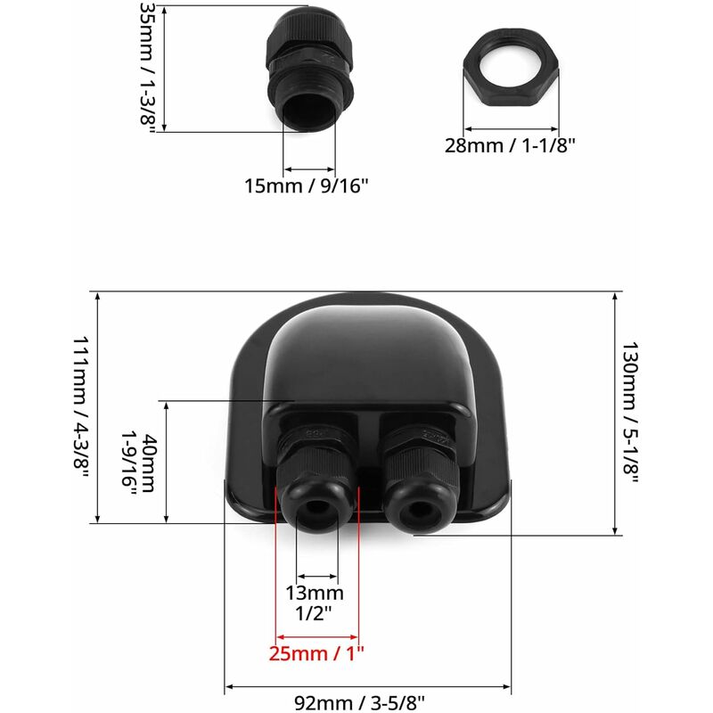 2 pcs Ip68 ROof Gland Solar Waterproof Cable Entry Box Weatherproof Double Cable Gland, Caravan And Boat Abs Cable - Image 2