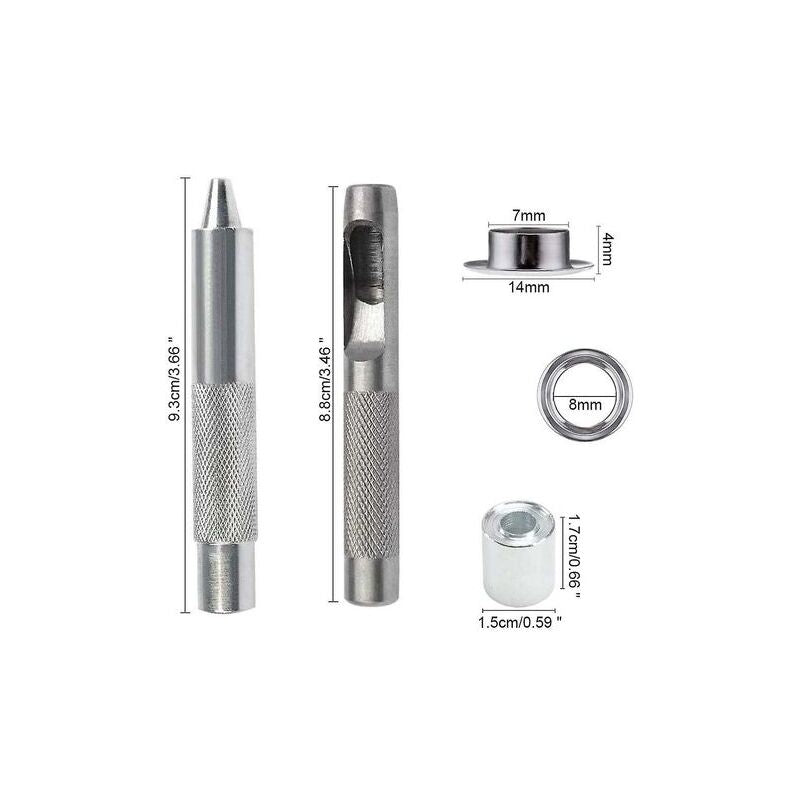 Grommets Eyelets Tools Metal Grommet Kit Eyelet With Tools Eyelet For Canvas Tarpaulin Tent Repair (8Mm) - Image 2