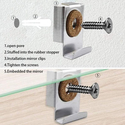 Wall Mount Mirror Bracket, Mirror Holders, Adjustable Wall Mount Mirror Clip Mirror Clamp, For Wall Mirror For - Image 2