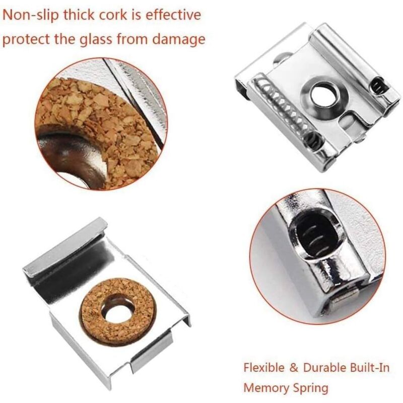 Wall Mount Mirror Bracket, Mirror Holders, Adjustable Wall Mount Mirror Clip Mirror Clamp, For Wall Mirror For - Image 3