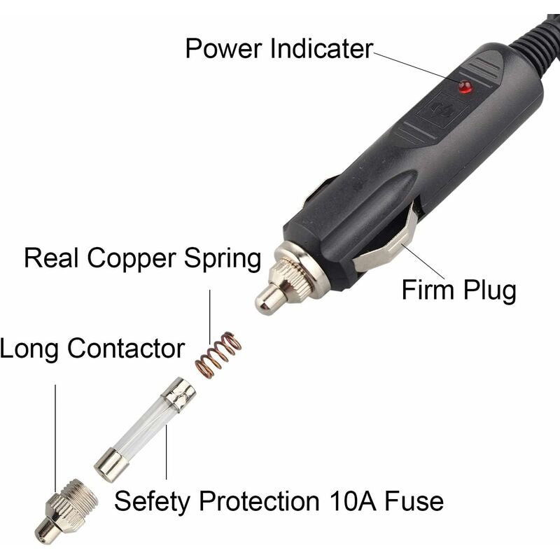 2 Pack Dc 12V Male Cigarette Lighter Socket Power Plug With 10A Red Fuse And LED Power Indicator - Image 2