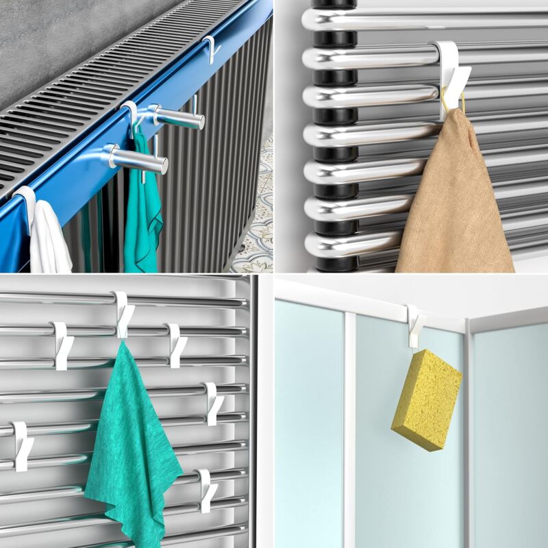 Towel Radiator 6 Pieces, Towel Hook For Radiator, Towel Dryer Hook, White Plastic - Image 3
