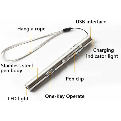 3 Pack Nurse Pen Light Medical Pen Light Usb Rechargeable LED Flashlight Stainless Steel Torch For Doctors Students - Image 2