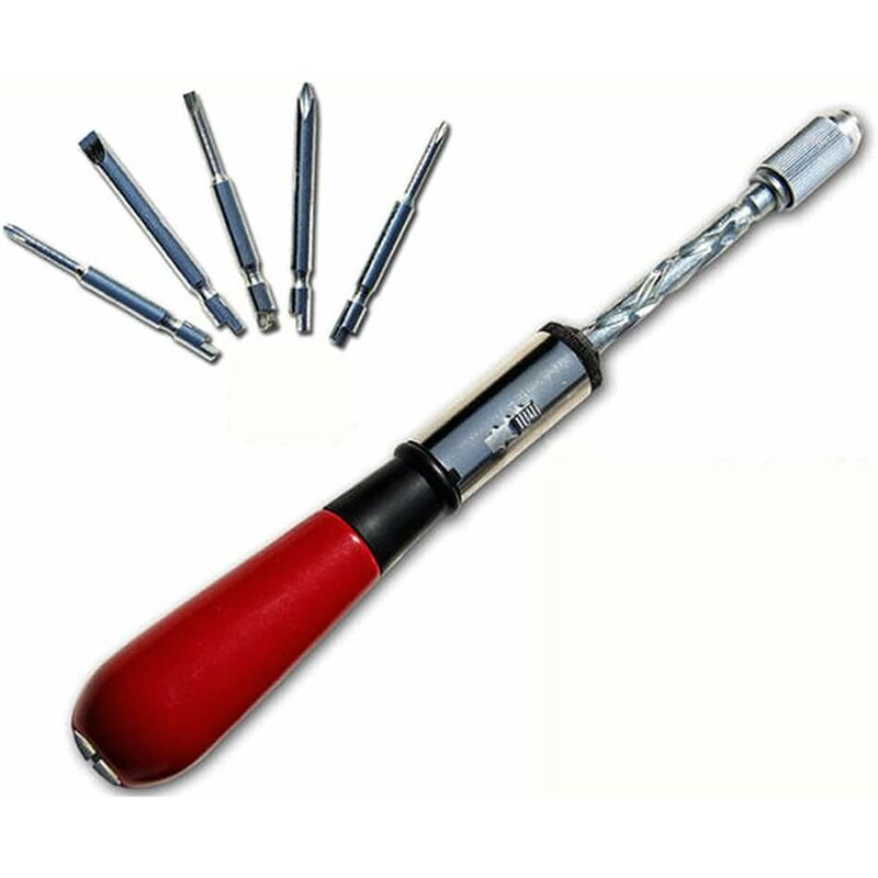 Spiral Screwdriver, Push Pull Ratchet Screwdriver, 6 In 1 Push Pull Ratchet Screwdriver Set Semi-Automatic Press Type - Image 4