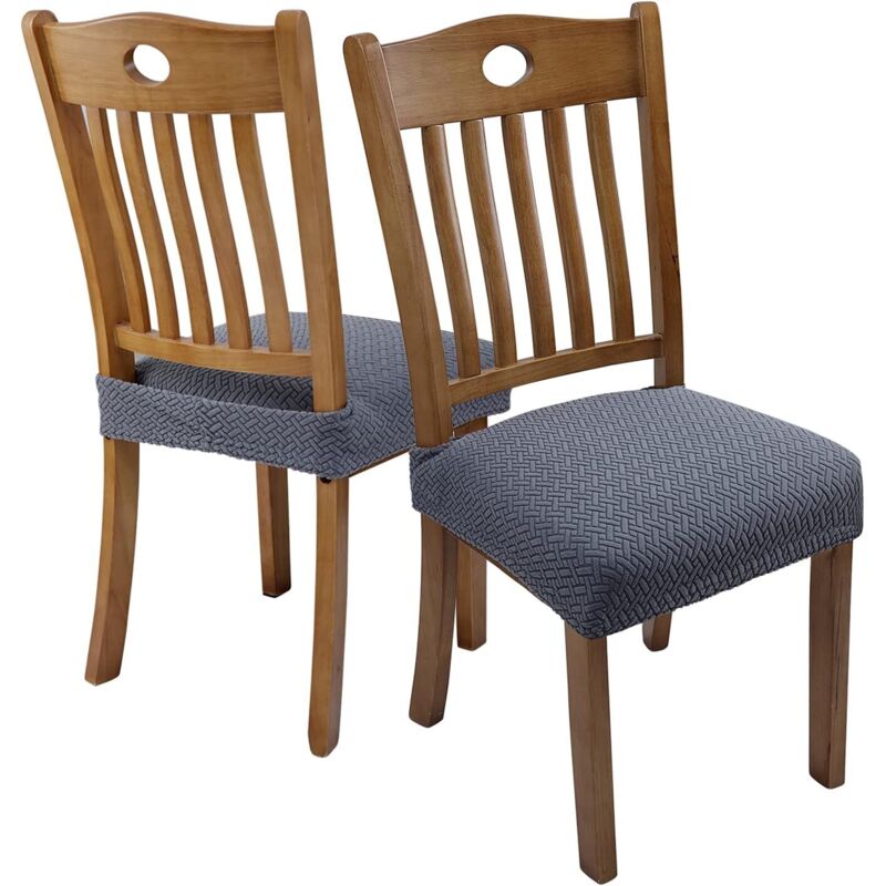 4 pcs Stretch Chair Covers Jacquard Embossed Removable Washable For Dining ROom Kitchen Office Hotel (With Back Straps) - Image 4
