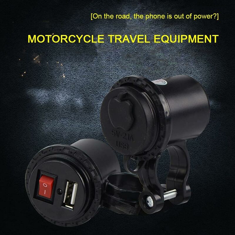 Motorcycle Usb Car Charger, 5V/2.1A Waterproof Motorcycle Usb Charger Socket With On/Off Switch Handlebar Mount Power - Image 3