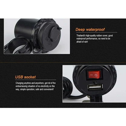 Motorcycle Usb Car Charger, 5V/2.1A Waterproof Motorcycle Usb Charger Socket With On/Off Switch Handlebar Mount Power - Image 4
