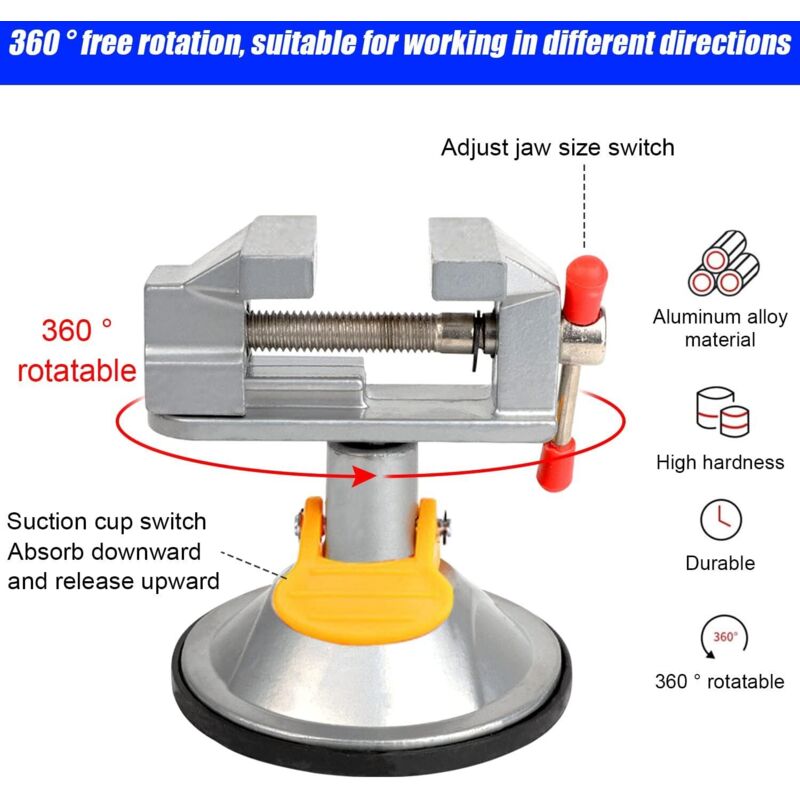 2 pcs Bench Vise Small Swivel Vise, Mini 360° ROtation Vise With Suction Cup, 30Mm, Table Vise Clamp For Hobby Jewelry, - Image 3