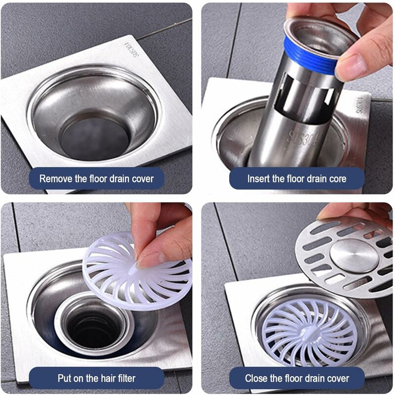 Shower Drain, Anti-Odor Shower Stopper, 304 Stainless Steel Shower Grate, Double Sealed Drain Shower Hair Filter, - Image 3
