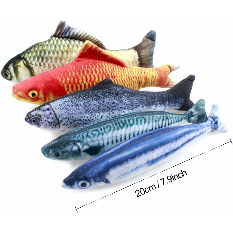 5 pcs Catnip Toys Fish, 20Cm Catnip Cat Toys, Catnip Fish, Simulation Plush Fish, Plush Fish, Interactive Cat Pillow, - Image 2