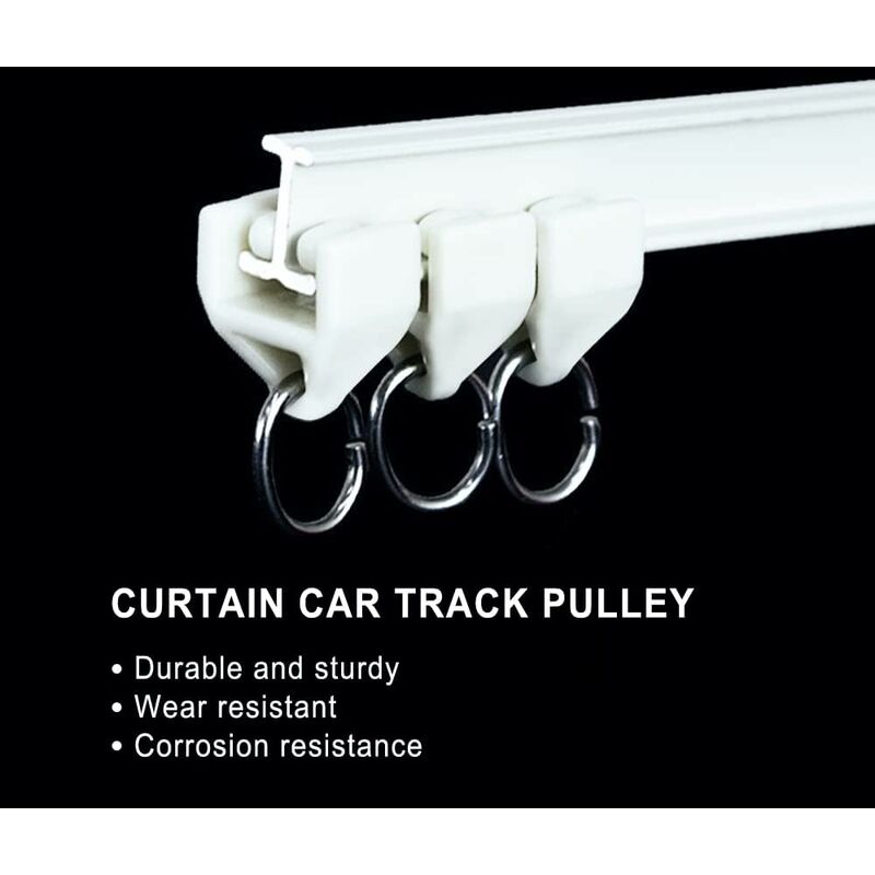 Curtain Track ROllers-80 pcs Outdoor Rail Curtain Hook Rail Slider Rail,Plastic Curtain Pulley(White) - Image 2