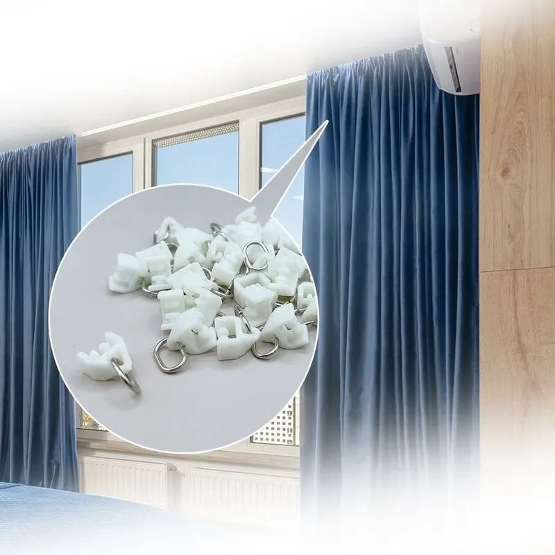 Curtain Track ROllers-80 pcs Outdoor Rail Curtain Hook Rail Slider Rail,Plastic Curtain Pulley(White) - Image 3