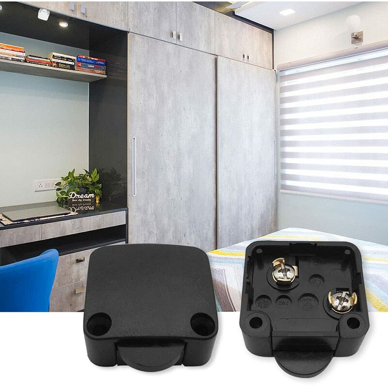 2 pcs Cabinet Door Switches Automatic Switch 1A 250V Closet Lamp Switches (Black) - Image 4