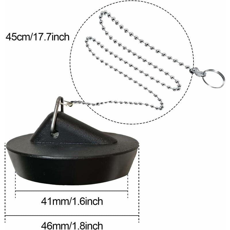 2 Pieces Rubber Sink Plug With Ball Chain Stopper, Universal Stainless Steel Sink Plug With Hook For Kitchen Sink Or - Image 2