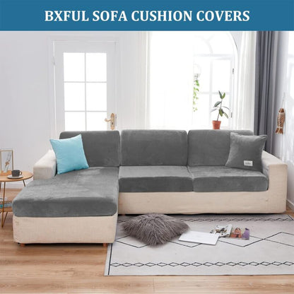 Sofa Seat Cushion Covers, Stretch Velvet Sofa Cushion Covers, Replacement Sofa Cushion Covers For Single Cushion (Large - Image 3