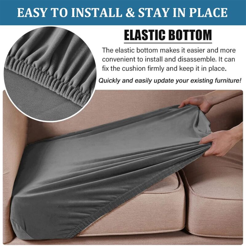 Sofa Seat Cushion Covers, Stretch Velvet Sofa Cushion Covers, Replacement Sofa Cushion Covers For Single Cushion (Large - Image 4