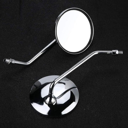 Rearview Mirror - 1 Pair 10Mm ROund Chrome Silver Motorcycle Rearview Mirrors. Left And Right Side Mirror. - Image 2