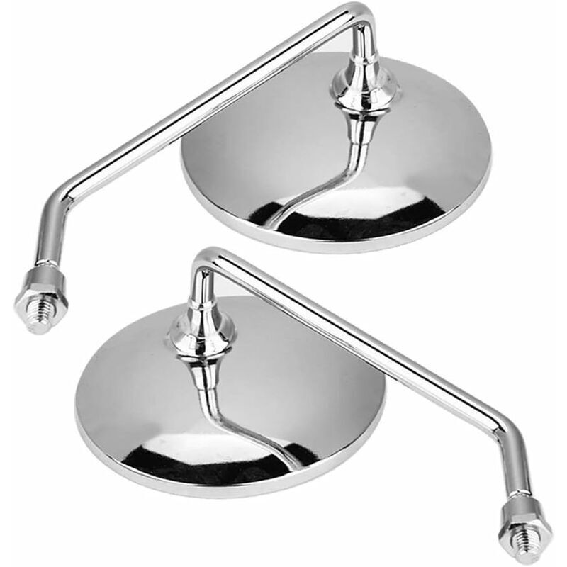 Rearview Mirror - 1 Pair 10Mm ROund Chrome Silver Motorcycle Rearview Mirrors. Left And Right Side Mirror. - Image 3