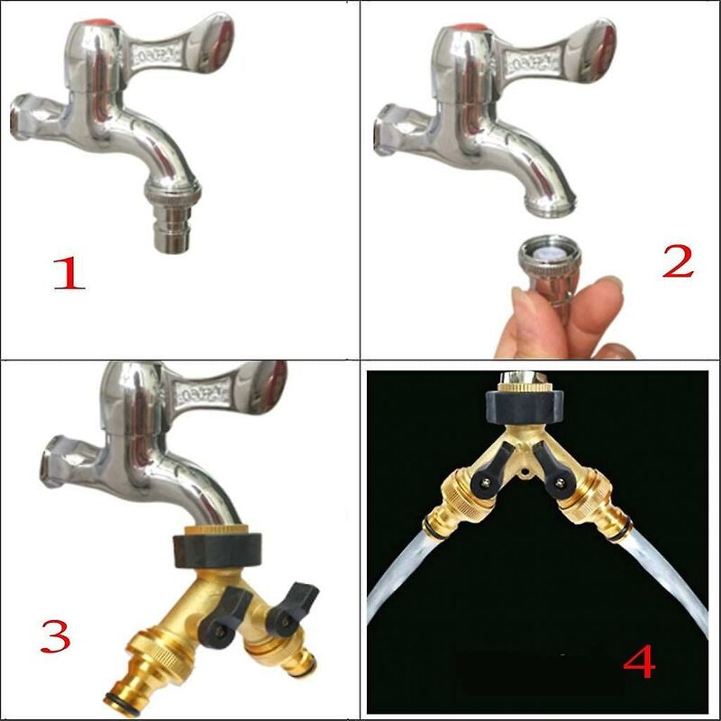 2 Way Y-Shaped Diverter For 3/4" Supply Hose With Separate On/Off Valve For Home Kitchen Garden Outdoor - Image 4