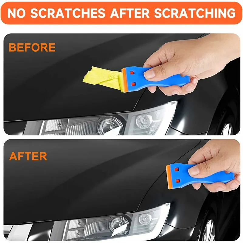 3 Pieces Plastic Scraper With 50 Pieces Plastic Blades Scrapers Ceramic Hob Glass Plate Scraper For Removing Glue - Image 2