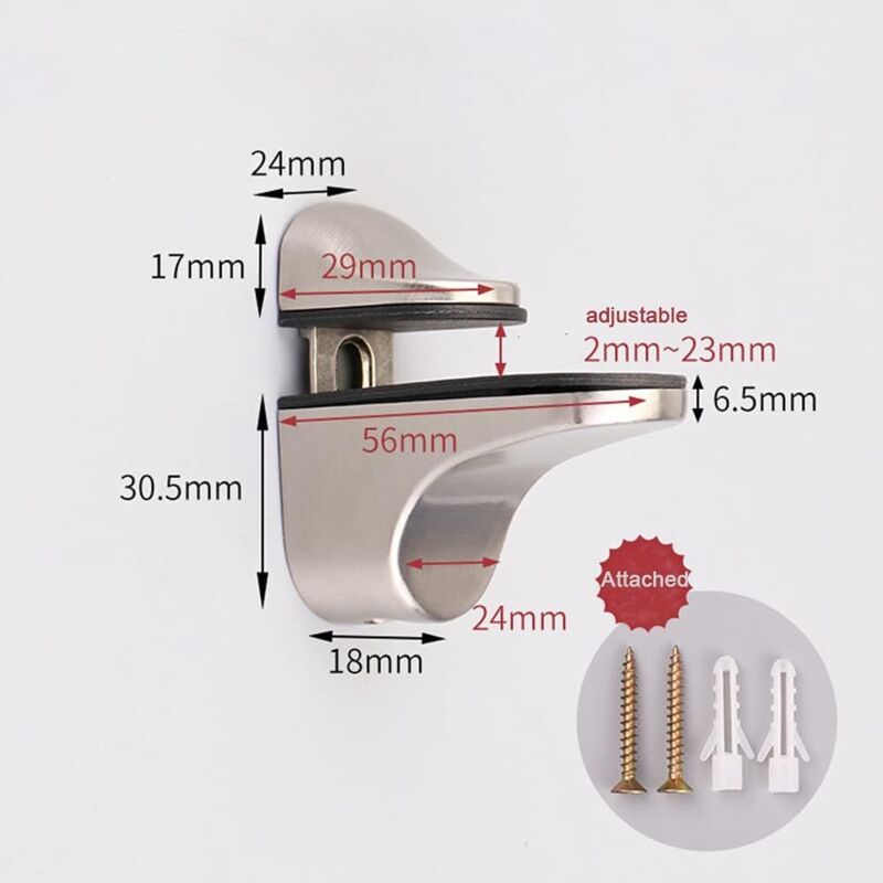 Adjustable Glass Shelf Bracket, 4 pcs Glass Shelf Support, Wall Mounted Glass Clamp, Glass Shelf Bracket, For Glass - Image 3