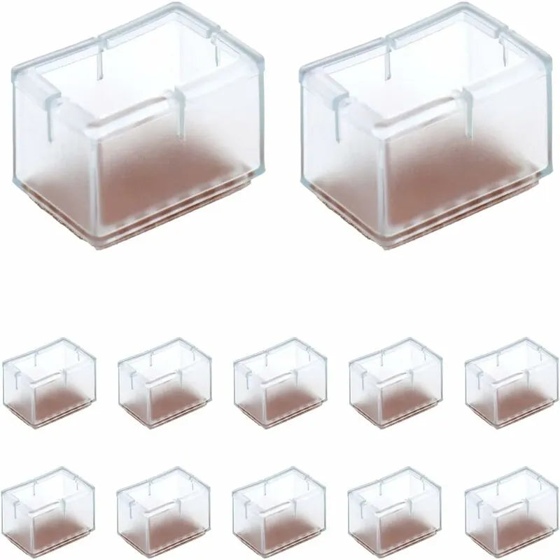12 pcs Rectangle Silicone Chair Leg Protectors For Chair/Table/Sofa Legs Width 24-30Mm X Length 39-47Mm