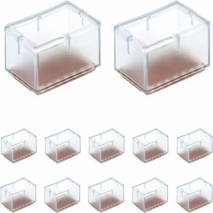 12 pcs Rectangle Silicone Chair Leg Protectors For Chair/Table/Sofa Legs Width 24-30Mm X Length 39-47Mm