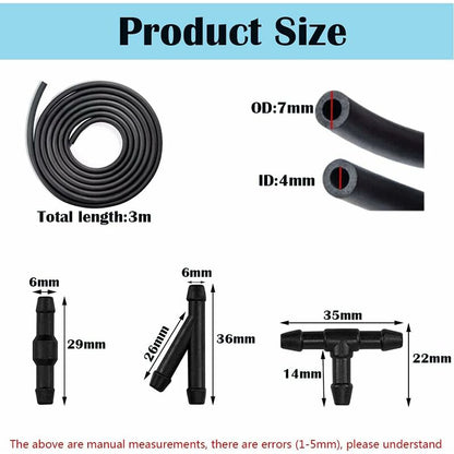 10 pcs Windshield Wiper Hose Kit,3M Windshield Washer Fluid Hose,Windshield Wiper Nozzle Mist Washer Spray Hose,With - Image 3
