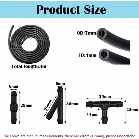 10 pcs Windshield Wiper Hose Kit,3M Windshield Washer Fluid Hose,Windshield Wiper Nozzle Mist Washer Spray Hose,With - Image 3