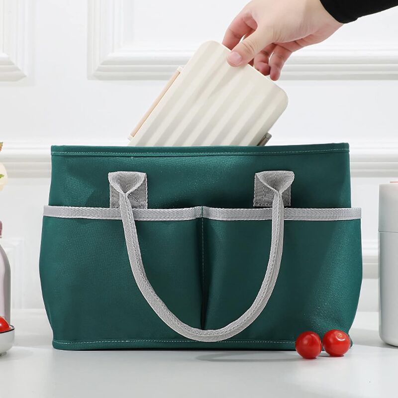 Insulated Lunch Bag, Large Capacity Lunch Bag, Cooler Bag With Multiple Pockets For Office Work, Picnic Shopping (DArk - Image 3