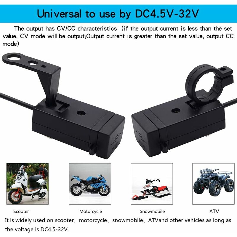Motorcycle Charger 2 Usb Ports Socket Adapter Quick Charge 3.0 12-24V Usb Mobile Phone Power Charger With Switch For - Image 3