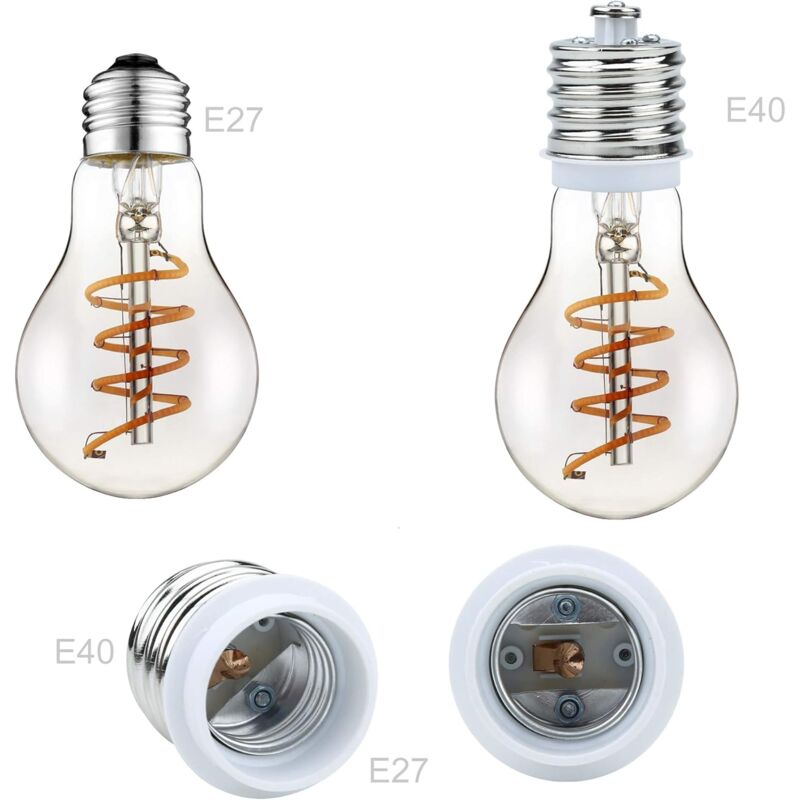 4X Lamp Socket Adapter E40 To E27 In White - 4 pcs Set Reformatting Converters For Lamp Sockets For Incandescent, LED, - Image 2