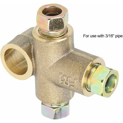Brake Line Tee Pipe Connector T Shape 3 Way Adapter With 3 Male Nuts Short Union M10 3/16 Inch 10Mm Hose+3 Way Brake - Image 2