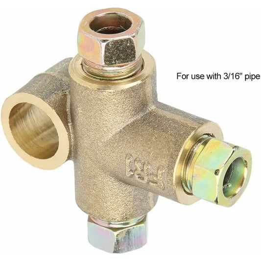 Brake Line Tee Pipe Connector T Shape 3 Way Adapter With 3 Male Nuts Short Union M10 3/16 Inch 10Mm Hose+3 Way Brake - Image 2
