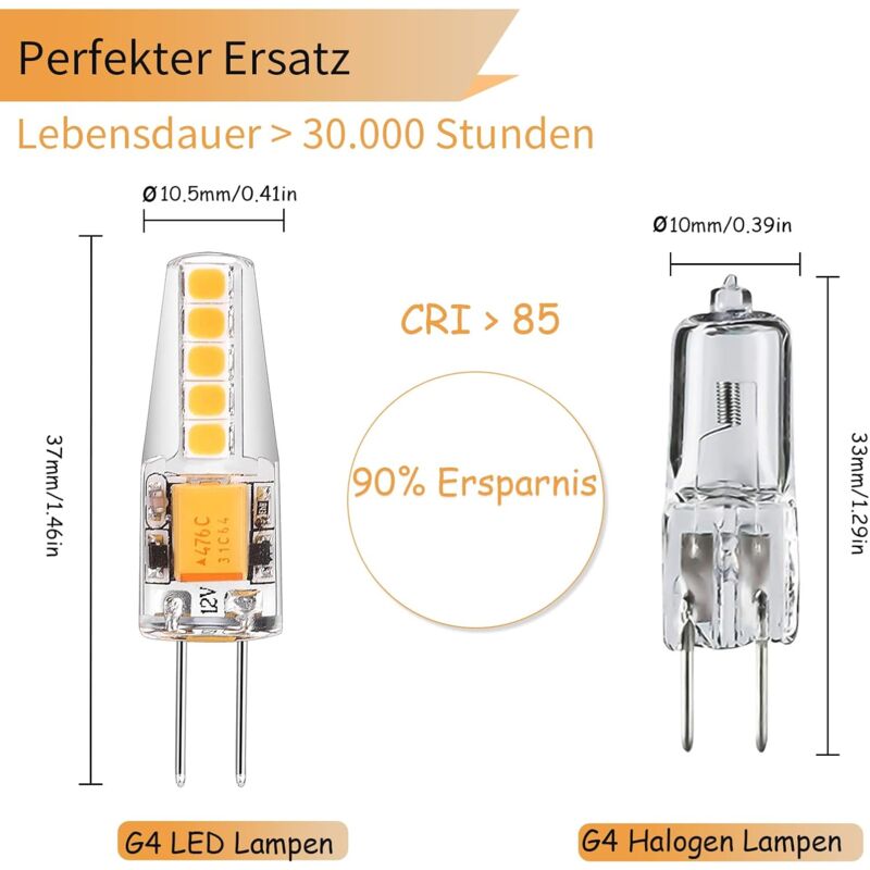 5 Pack G4 LED Bulbs Natural White 4000K Ac/Dc 12V 3W 200Lm Replacement G4 20W Halogen No Dimming No Flicker LED Pin - Image 2