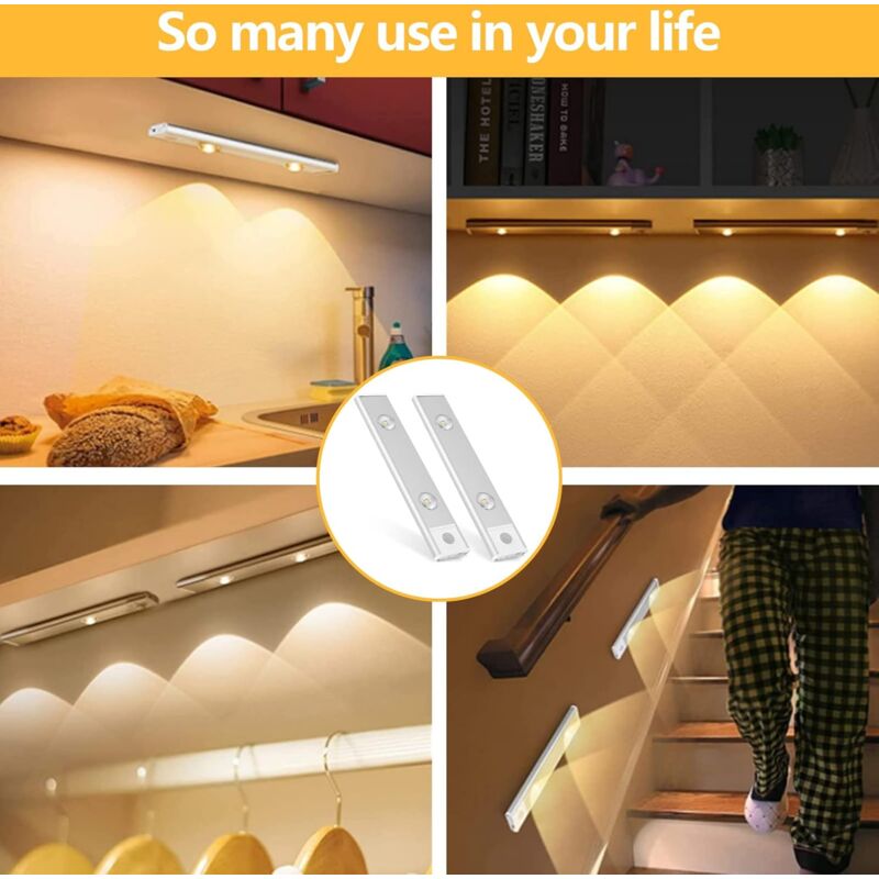 2 pcs Wireless LED Closet Lights, Dimmable Under Cabinet Lights, Motion Sensor, 3 Lighting Modes, Closet Light For - Image 2