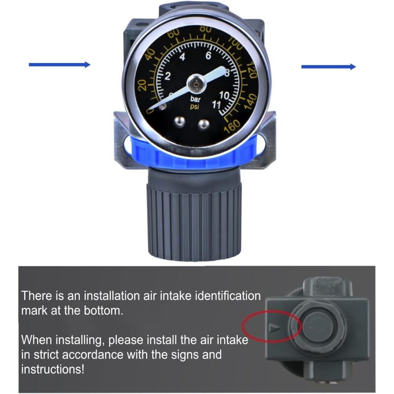 New Pressure Reducer For Compressed Air Compressor, Pressure Range (0-10 Bar), 1/4 Inch - Image 2