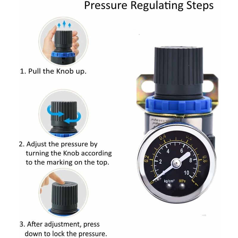 New Pressure Reducer For Compressed Air Compressor, Pressure Range (0-10 Bar), 1/4 Inch - Image 4
