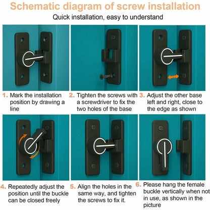 Luminous Sliding Interior Door Lock Latch, 90° Tilt Door Hook Latch, Anti-Theft Hasp Buckle Lock Bolt, For Door, Window - Image 4
