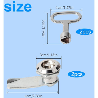 2 Sets Mailbox Lock 20Mm Furniture Lock Socket Lock With Triangle Key Locker Mailbox Security Zinc Alloy Triangle Key - Image 2