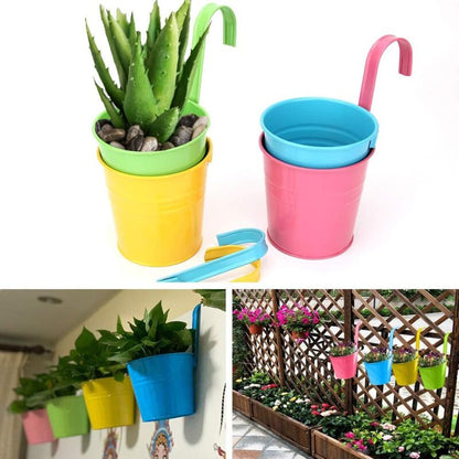 Metal Hanging Flower Pot, Outdoor Flower Pot With Drainage Hole Perfect For Garden, Balcony, Fence, Patio, Decoration 4 - Image 2