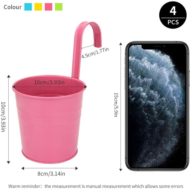 Metal Hanging Flower Pot, Outdoor Flower Pot With Drainage Hole Perfect For Garden, Balcony, Fence, Patio, Decoration 4 - Image 3