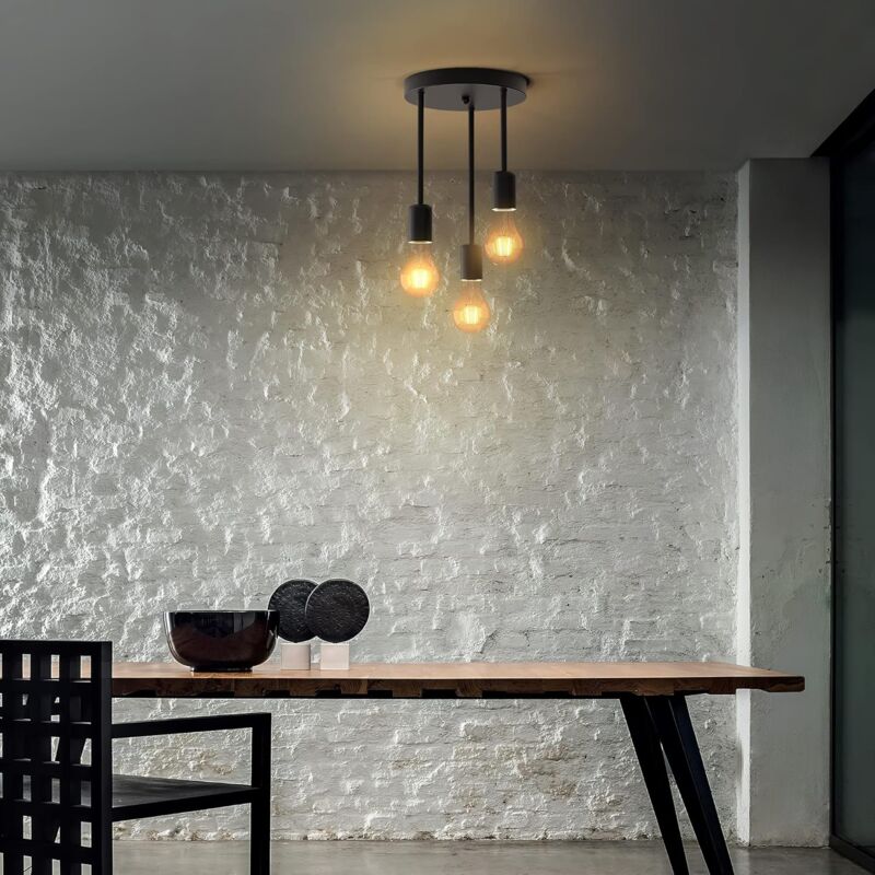 Retro Ceiling Light, 3 Sockets For E27 Bulbs, Industrial Pendant Lamp Metal Retro Vintage Pendant Lights Ceiling Lamp - Image 4