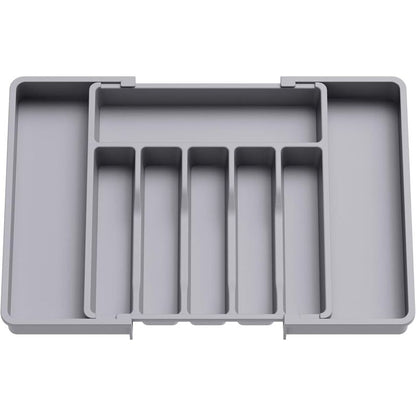 Cutlery Tray, Expandable Utensil Tray For Drawer, Adjustable Drawer Organizer For Kitchen, Compact Plastic Storage For