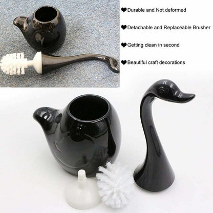 Swan Shape Toilet Brush Set, Toilet Brush Holder, Toilet Brush Holder And Stand, For Bathroom (Black) - Image 3
