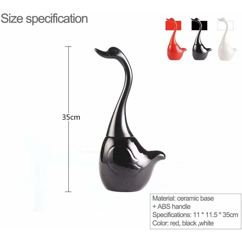 Swan Shape Toilet Brush Set, Toilet Brush Holder, Toilet Brush Holder And Stand, For Bathroom (Black) - Image 4