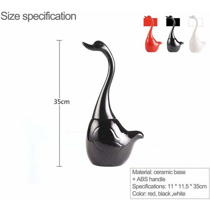 Swan Shape Toilet Brush Set, Toilet Brush Holder, Toilet Brush Holder And Stand, For Bathroom (Black) - Image 4
